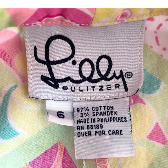 LILLY Pulitzer Diamond Head Patch Hawaiian Print Cropped Pants Sz 6 - Picture 5 of 5